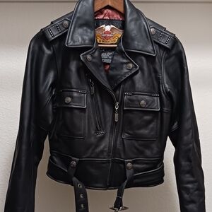 Women's Harley Davidson Leather Jacket - Excellent Condition Size XS